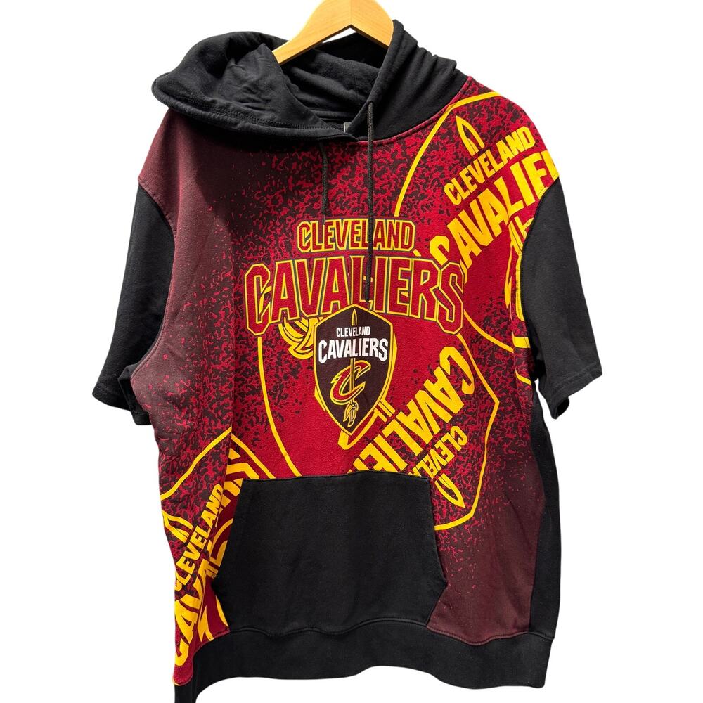 Cleveland Cavaliers Hoodie Mens XXL‎ Short Sleeve Pullover Black Red NBA